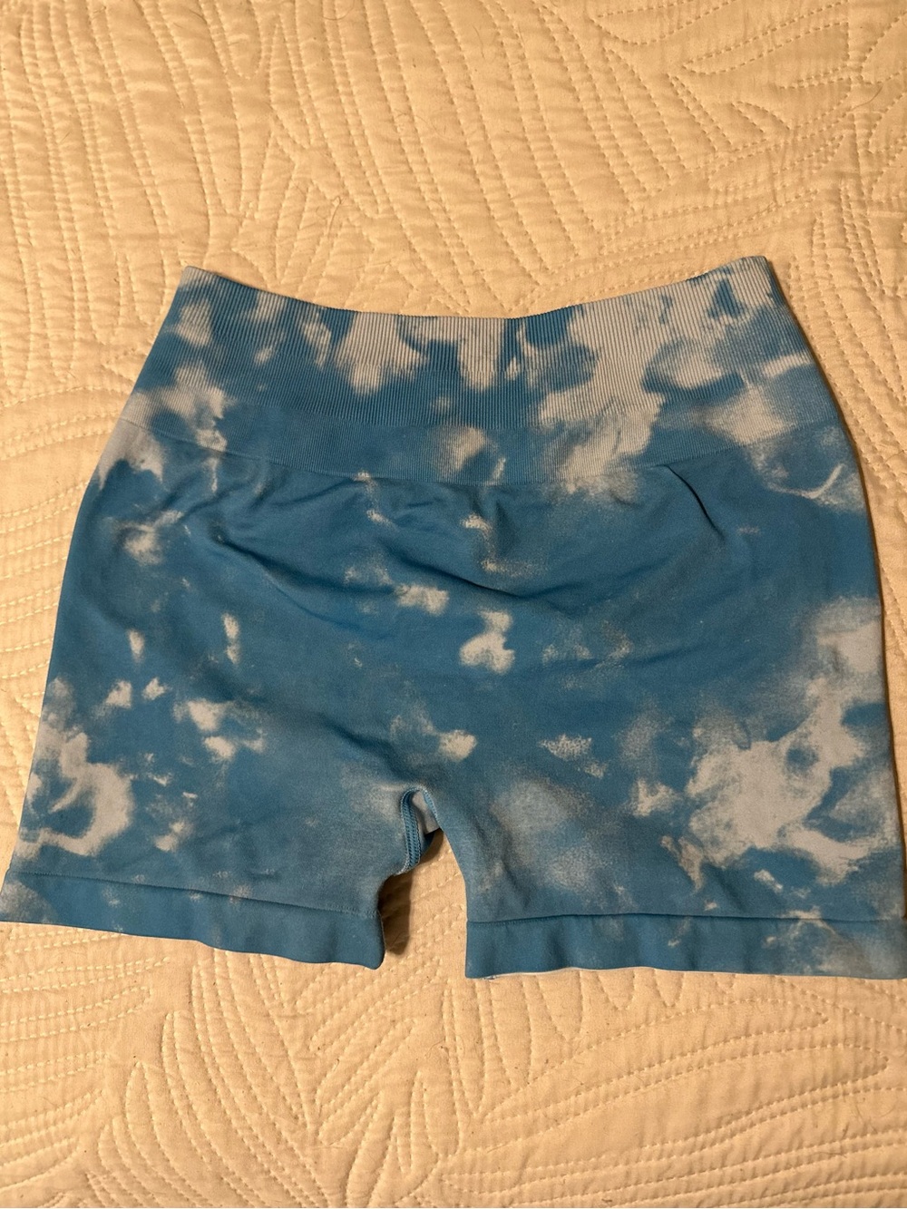 Blue Tie-Dye Women’s High-Waist Bike Shorts